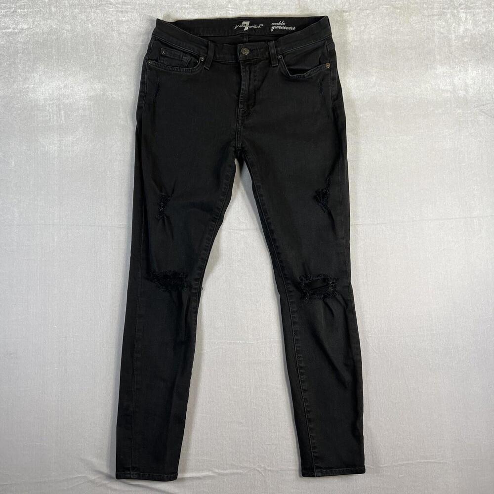 7 For All Mankind Ankle Gwenevere Jeans Womens 27 Black Distressed